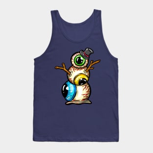 Eyeball Snowman Freaky Weird Art Eyes Illustration Cartoon Tank Top